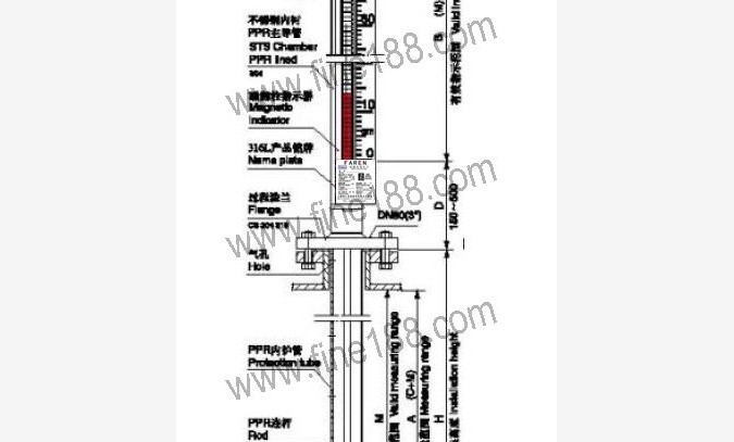 内衬PP有护管耐腐磁性翻柱液位计图1