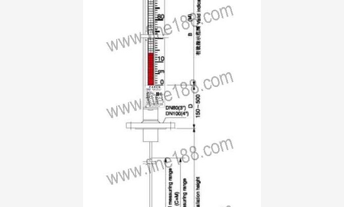 襯PTFE無護管耐腐磁翻板液位計