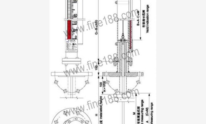 小安装孔磁性翻柱液位计图1