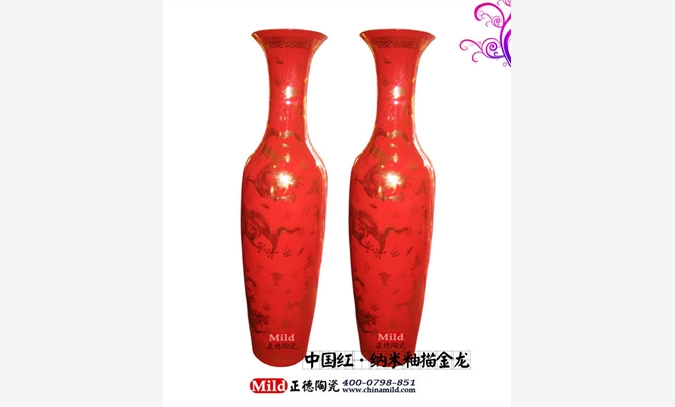 供应定做2米中国红大花瓶  高档图1