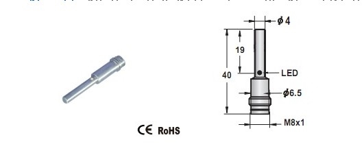 直径M4(带螺纹小型感应式传感器图1