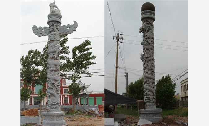 石雕盘龙柱、华表、图腾柱，文化柱