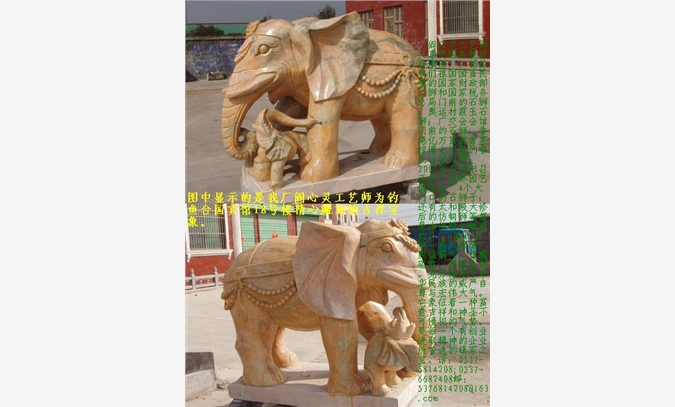 石雕象汉白玉石象，石雕大象图1