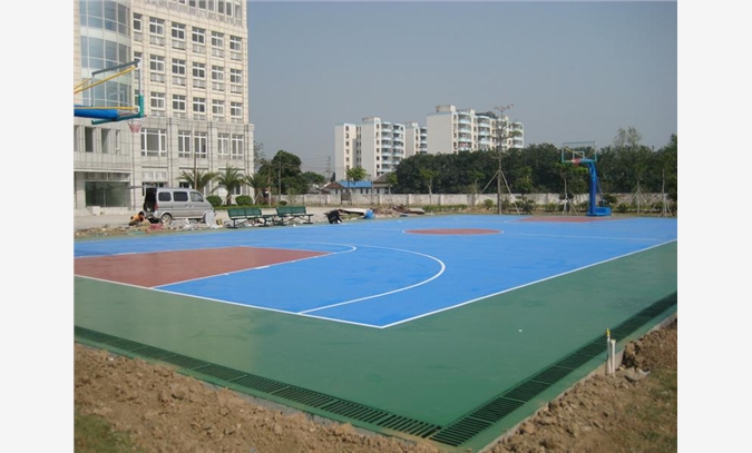 湖南安吉塑胶篮球场地面施工承建厂图1