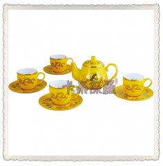 黄瓷茶具,梅花万寿茶具