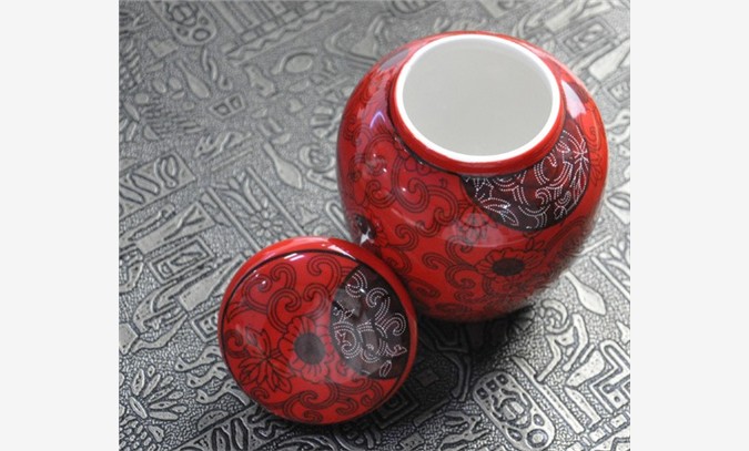 定做景德镇中国红陶瓷茶叶罐