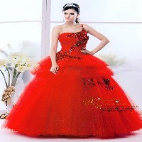 新丝璐商城红色婚纱、红色礼服、韩式婚纱等