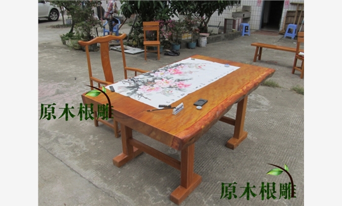 非洲黄花梨大板实木书桌原木进口图1