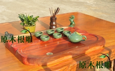 非洲黄花梨刺猬紫檀大板原木餐桌书图1