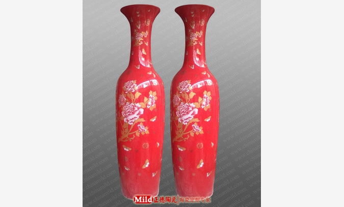瓷器花瓶 红瓷大花瓶