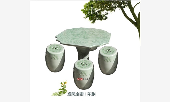 景德镇精品陶瓷手工百子图圆瓷桌凳