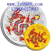 2012壬辰龙年圆形彩色金银币图1